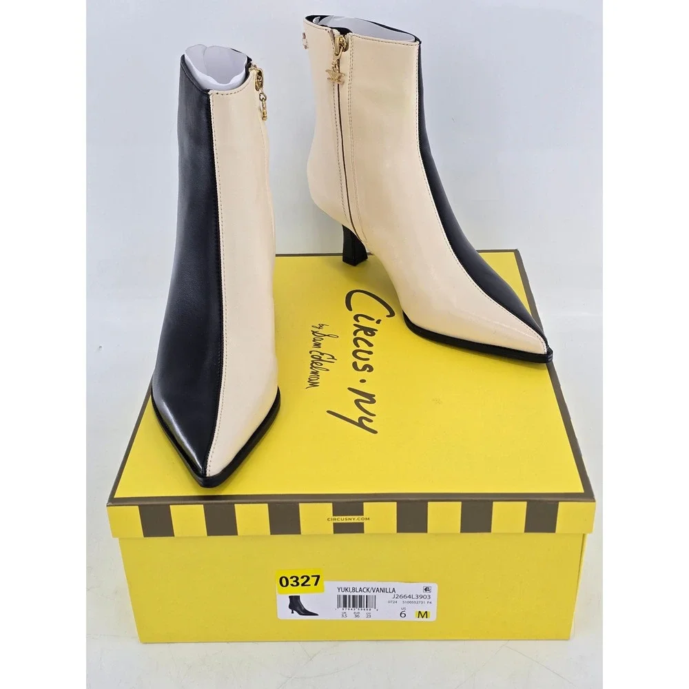Circus NY Yuki Ankle Boots Women 6 Black Vanilla Two Tone Pointed Toe - New